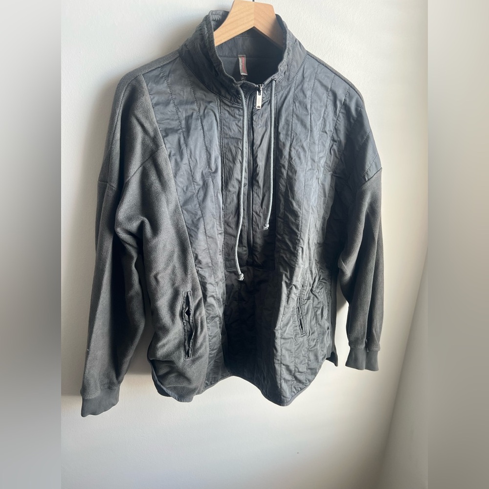Free People movement grey quarter zip shirt jacket shacket